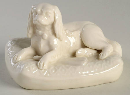 Belleek Figurines Spaniel Dog On Cushion - No Box