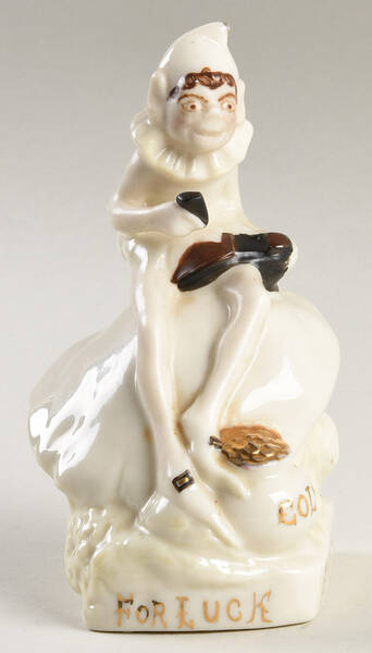 Belleek Figurines Leprechaun-Shoe On Lap Is Brown - No Box
