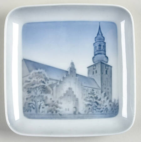 Bing & Grondahl Giftware Square Tray-Budolfi Cathedral - No Box