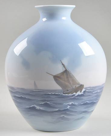 Bing & Grondahl Vase Sailboat Seascape Vase - No Box