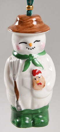 Snowman-Bell-Ornament Farmer Snowman - No Box