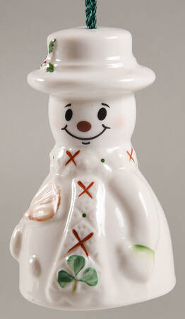 Snowman-Bell-Ornament Snowman With Broom - Boxed
