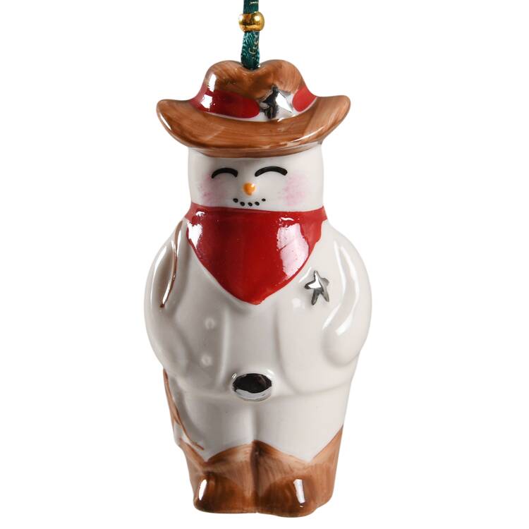 Snowman-Bell-Ornament Wild West Snowman - Boxed
