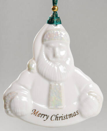 Belleek Christmas Ornament Santa Merry Christmas  - Boxed