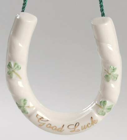 Belleek Christmas Ornament Good Luck Horseshoe - No Box