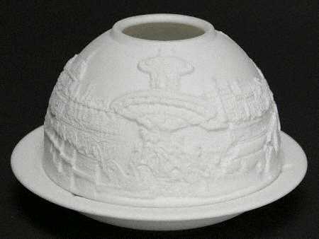 Bernardaud Lithophane Candle Votive Paris Along The Seine - Boxed