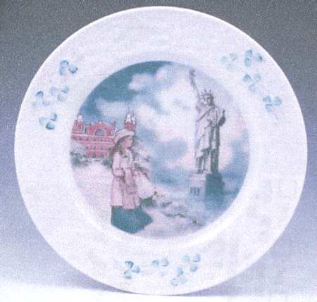 Belleek Pottery Plates Miss Liberty - Boxed