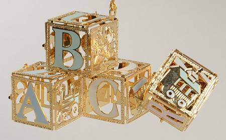 Baldwin Christmas Ornament Alphabet Blocks - With Box 53