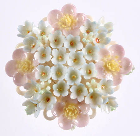 Belleek Jewelry Mother Of Pearl Posy-Color-Brooch - Boxed