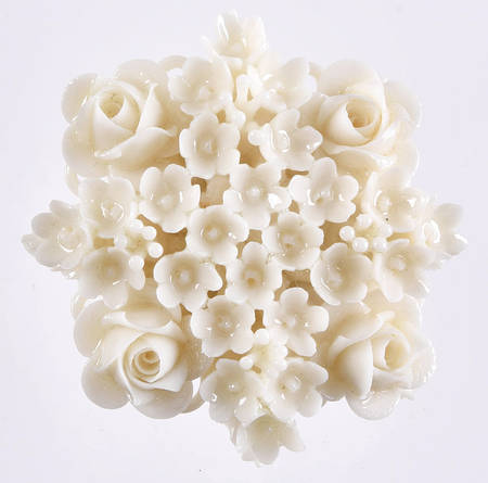 Belleek Jewelry Mother Of Pearl Rose-No Color-Brooch - Boxed