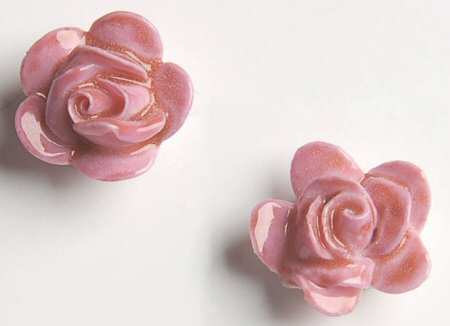 Belleek Jewelry Rose Earrings/Pink - Boxed