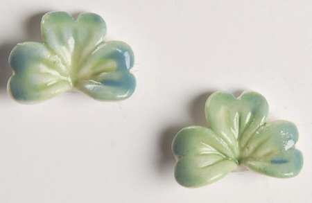 Belleek Jewelry Shamrock Earrings/ Lt Grn - With Box