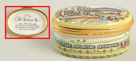 Bilston and Battersea Enamel Box The Liverpool & Manchester Railway - Boxed