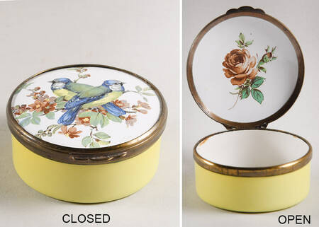 Bilston and Battersea Enamel Box Blue Titmouse - No Box