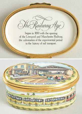 Bilston and Battersea Enamel Box The Liverpool & Manchester Railway  - No Box