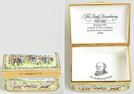 Bilston and Battersea Enamel Box The Derby Bicentenary - Boxed