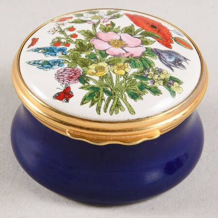 Bilston and Battersea Enamel Box Flowers And Butterflies - Boxed