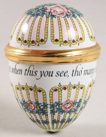 Bilston and Battersea Enamel Box Egg-Do Think Of Me - No Box