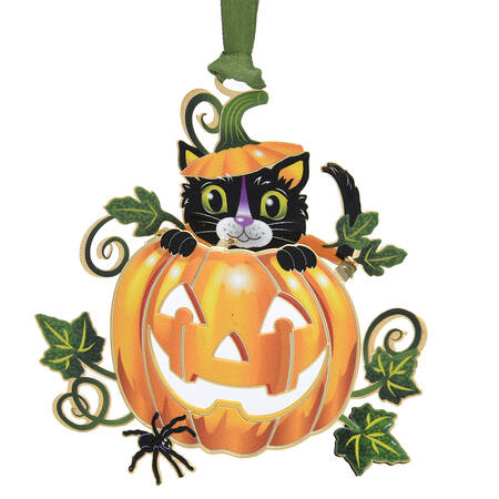 Halloween Celebrations Black Cat Jack-O-Lantern - With Box