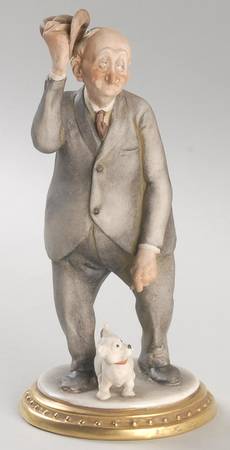 Cappe Figurines Old Man With Small White Dog - No Box