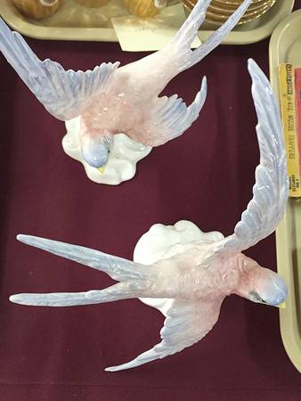 Bird Figurines Swallows-Pink&Blue - No Box