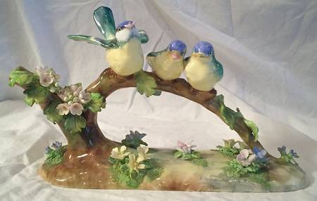 Bird Figurines 3 Birds On Branch - No Box