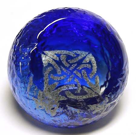 Caithness Paperweight Celtic Charm Cobalt Blue - Boxed