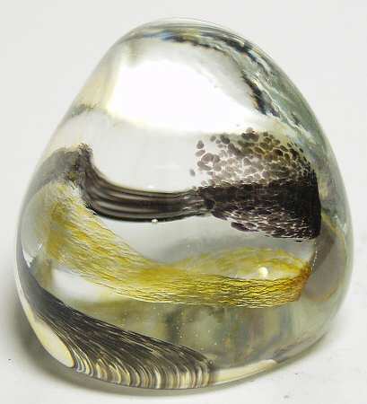 Caithness Paperweight Pebble-Black/Topaz - No Box