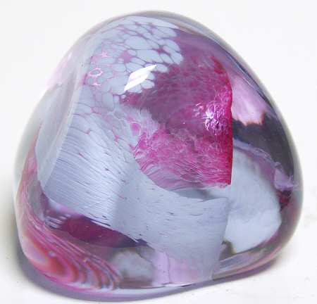 Caithness Paperweight Pebble-Ruby/White - Boxed