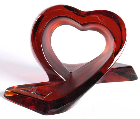 Lalique Figurines & Paperweights Heart Ribbon - Red - No Box
