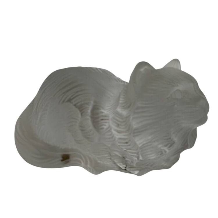Cristal de Sevres Figurines Cat Crouching -Frosted - No Box