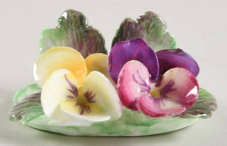 Crown Staffordshire Florals Place Card Holder-2 Lg Pansies - No Box