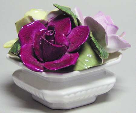 Crown Staffordshire Florals Roses In Flower Pot - No Box