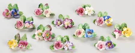 Crown Staffordshire Florals Place Card Holder Set Of 12 - With Box