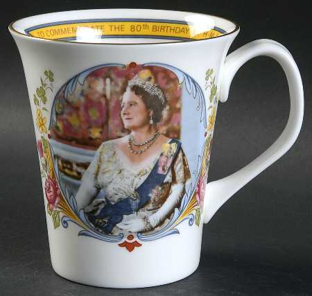 Crown Staffordshire Royalty Giftware Elizabeth Queen Mother 80th Birthday Mug - No Box