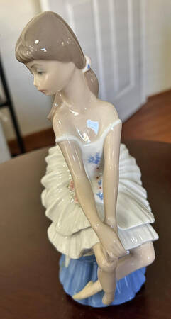 Casades Figurines Ballerina Sitting On Blue Stool - Boxed