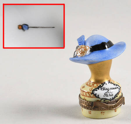 Chanille Limoges Boxes Hat Stand-Blue Hat - No Box
