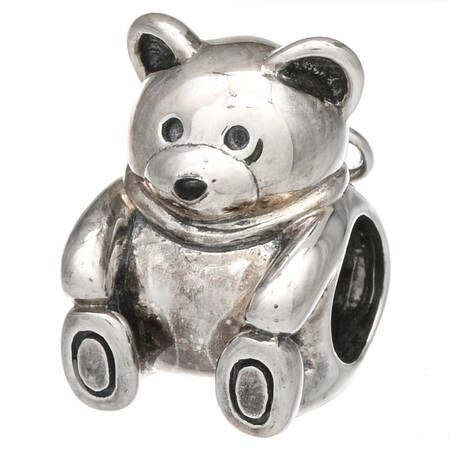 Sterling & Enamel Charms Teddy Bear Bead - No Box