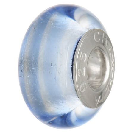Murano Collection Beads Ribbon Candy  - Blue Ice - No Box