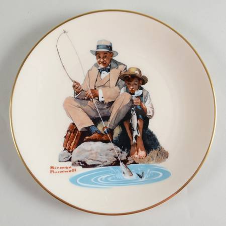 Norman Rockwell-Plates Catching The Big One - No Box