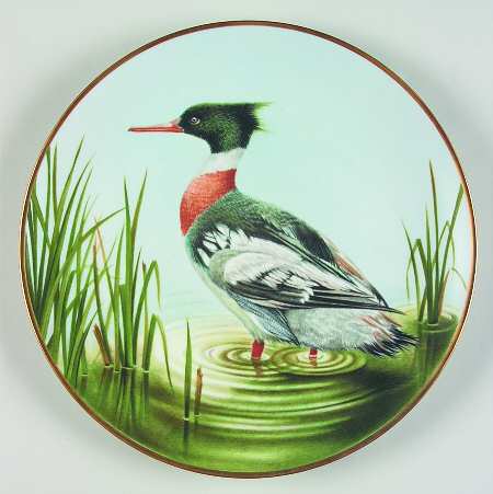 12 Waterbird Plates-The Sumner Collection Red Breasted Merganser - No Box