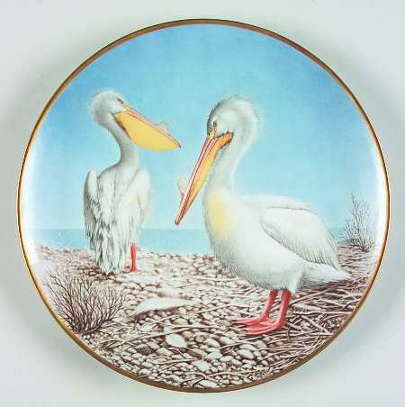12 Waterbird Plates-The Sumner Collection Pelican - No Box