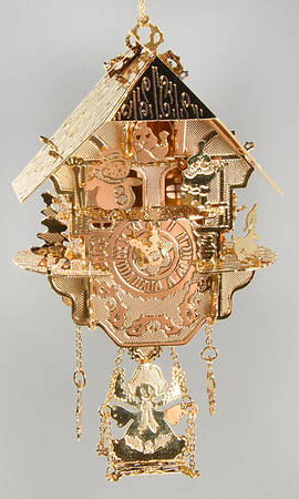 1996 Gold Christmas Ornament Collection Cuckoo Clock - No Box