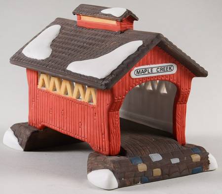 New England Village Red Covered Bridge - Boxed