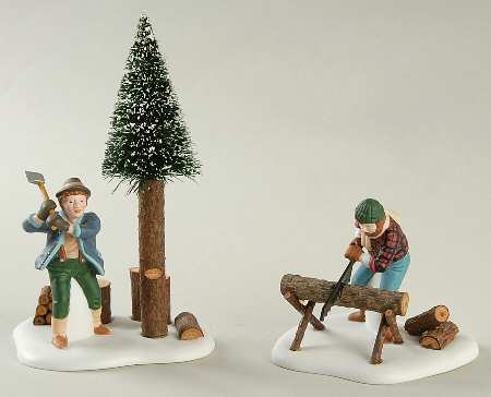 New England Village Lumberjacks-Set Of 2 - Boxed