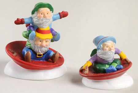 North Pole Village Downhill Daredevils-Set Of 2 - Boxed