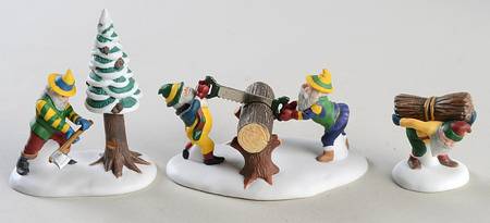 North Pole Village Woodsmen Elves-Set Of 3 - Boxed