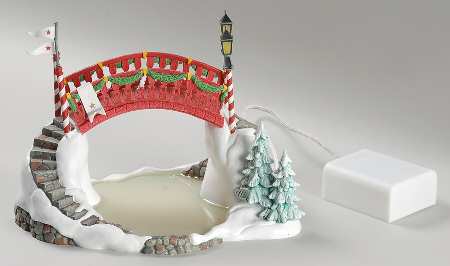 North Pole Village Bridge Over The Icy Pond - No Box
