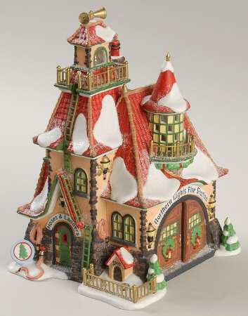 North Pole Village Northern Lights Fire Station - Boxed