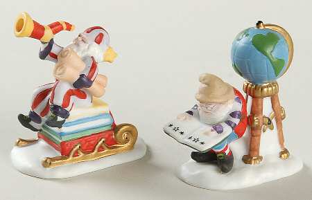 North Pole Village Charting Santa's Course-Set Of 2 - No Box